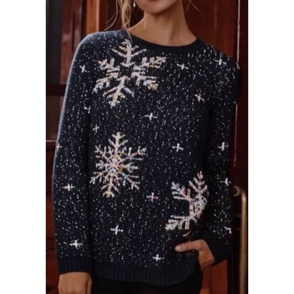 J. Jill Tweed Snowflake Sweater Women Plus Size 2X NWT Knit Crewneck Christmas - Picture 1 of 14